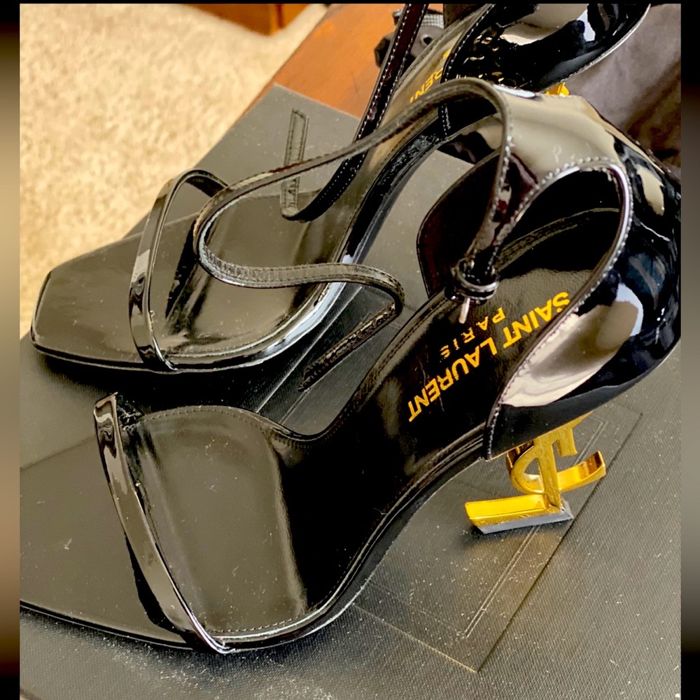 Saint Laurent YSL heels Size:38 Color:Black & Gold
